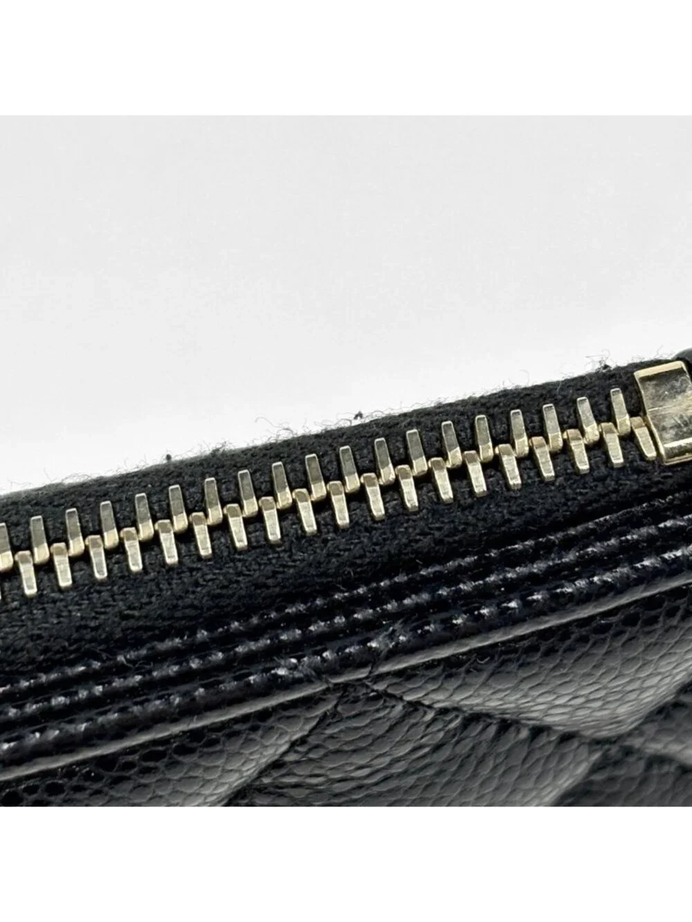Chanel CC Logo Coin Purse Card Case Quilted Caviar Leather Black AP